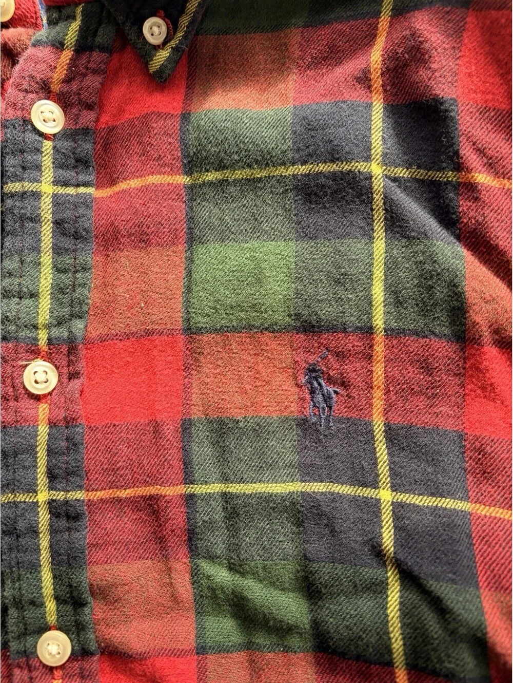 Polo Ralph Lauren Boys Flannel Shirt Red Plaid Boys XL 18-20 100% Cotton